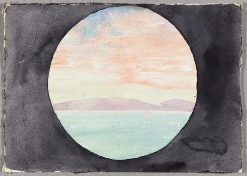 Bay of Tunis Through Porthole of Steamship Fürst Bismark, Tunisia, North Africa, Travel Sketch by Daniel Hudson Burnham, drawing, 1896