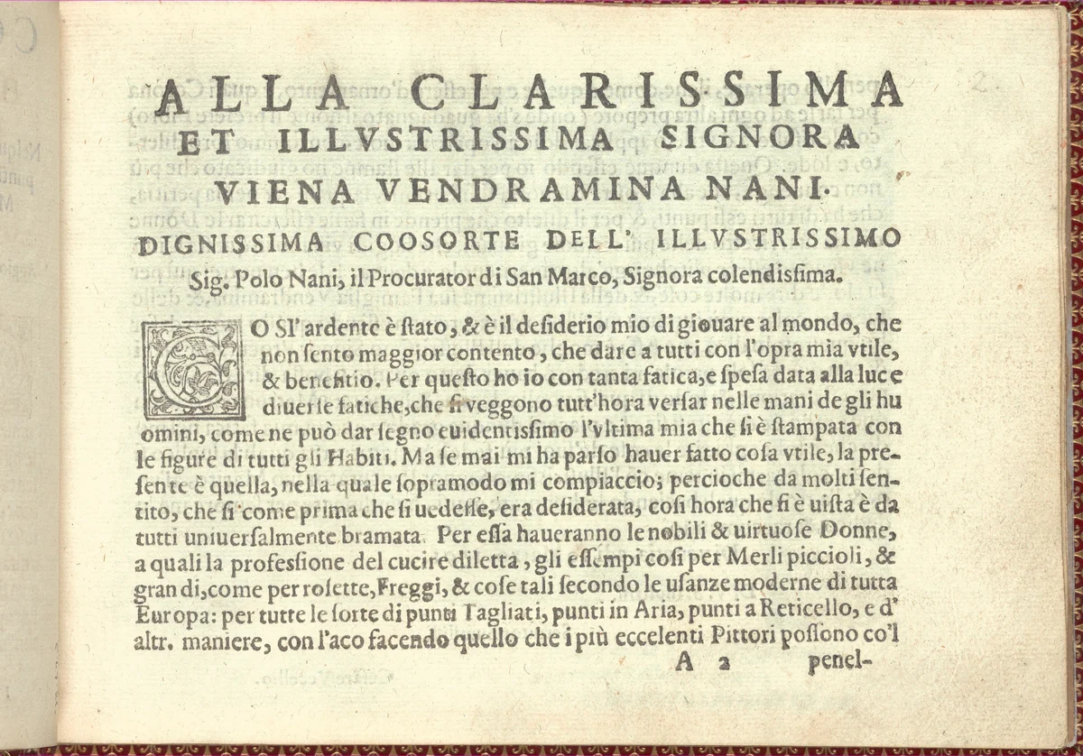 Corona delle Nobili et Virtuose Donne: Libro I-IV, page 2 (recto) by Cesare Vecellio, book, 1601