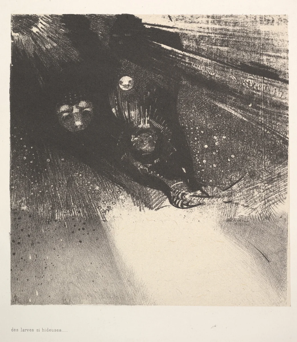 Hideous Larvae by Odilon Redon, print, 1896