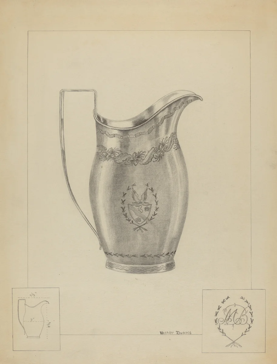 Silver Creamer by Hester Duany, index of american design, 1936