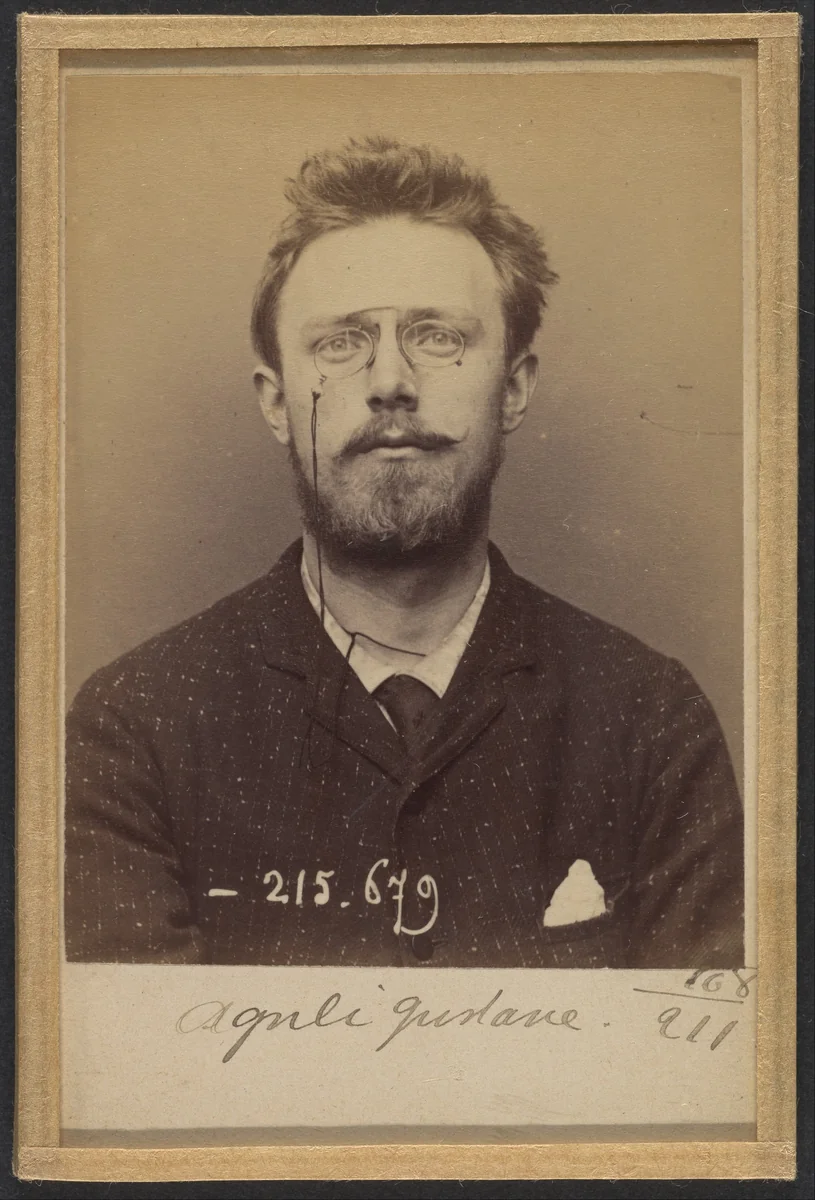 Aguéli Gustave. 24 ans, né à Sala (Suède) le 24-5-69. Artiste-peintre. Anarchiste. 14-3-94. by Alphonse Bertillon, photograph, 1894
