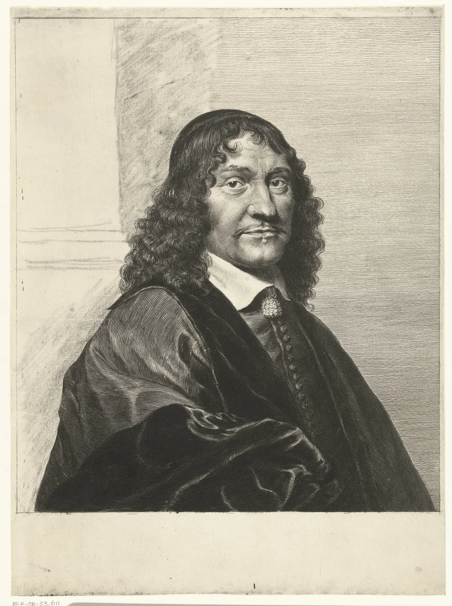 Portret van Franciscus de le Boë Sylvius by Cornelis van Dalen, print, 1659