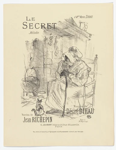 The Secret (Le secret) from Quatorze lithographies originales (Mélodies de Désiré Dihau) by Henri de Toulouse-Lautrec, illustrated book, 1895