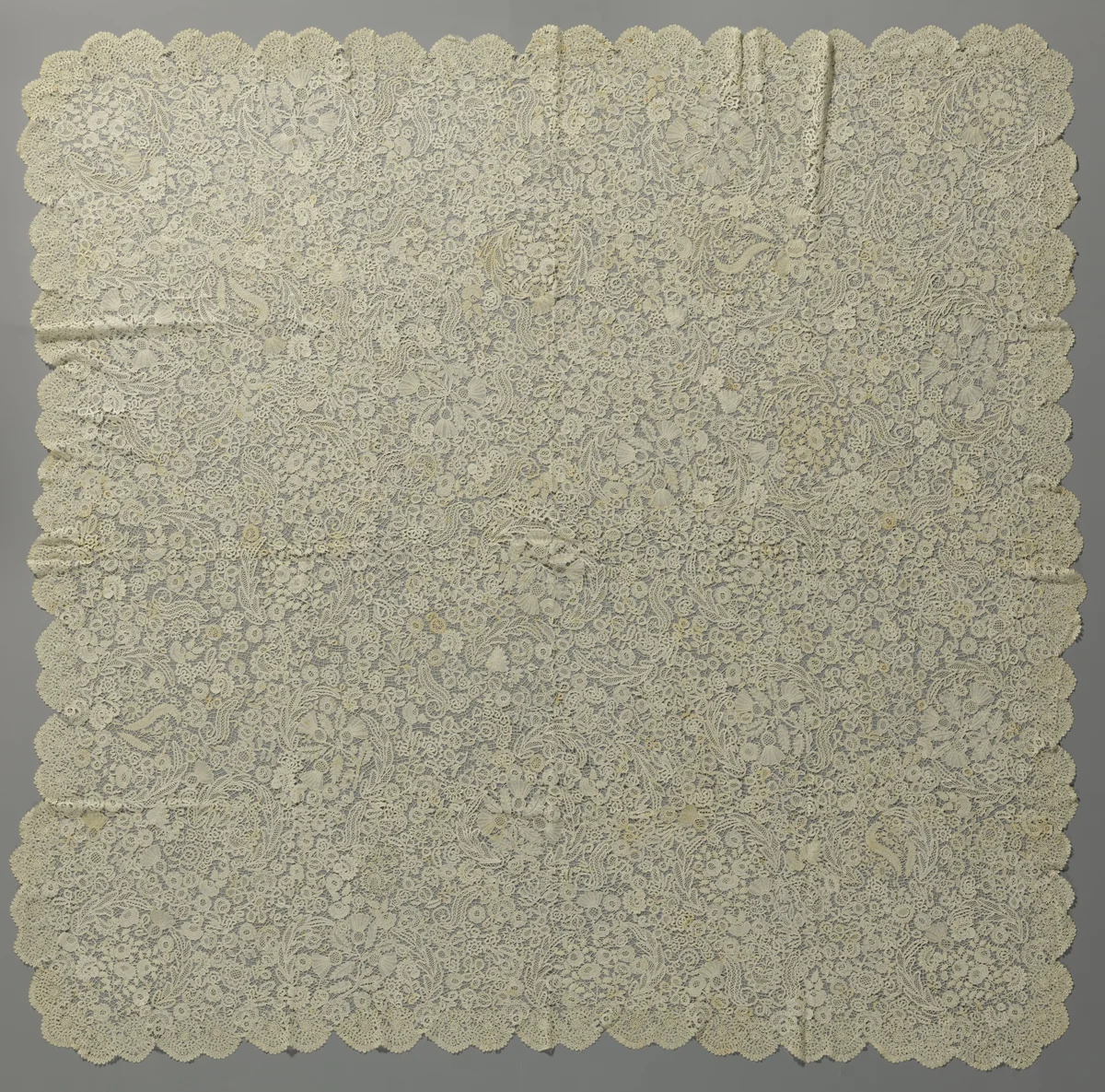 Kleed van kloskant met distels en rozen by anonymous, other, 1800-1899