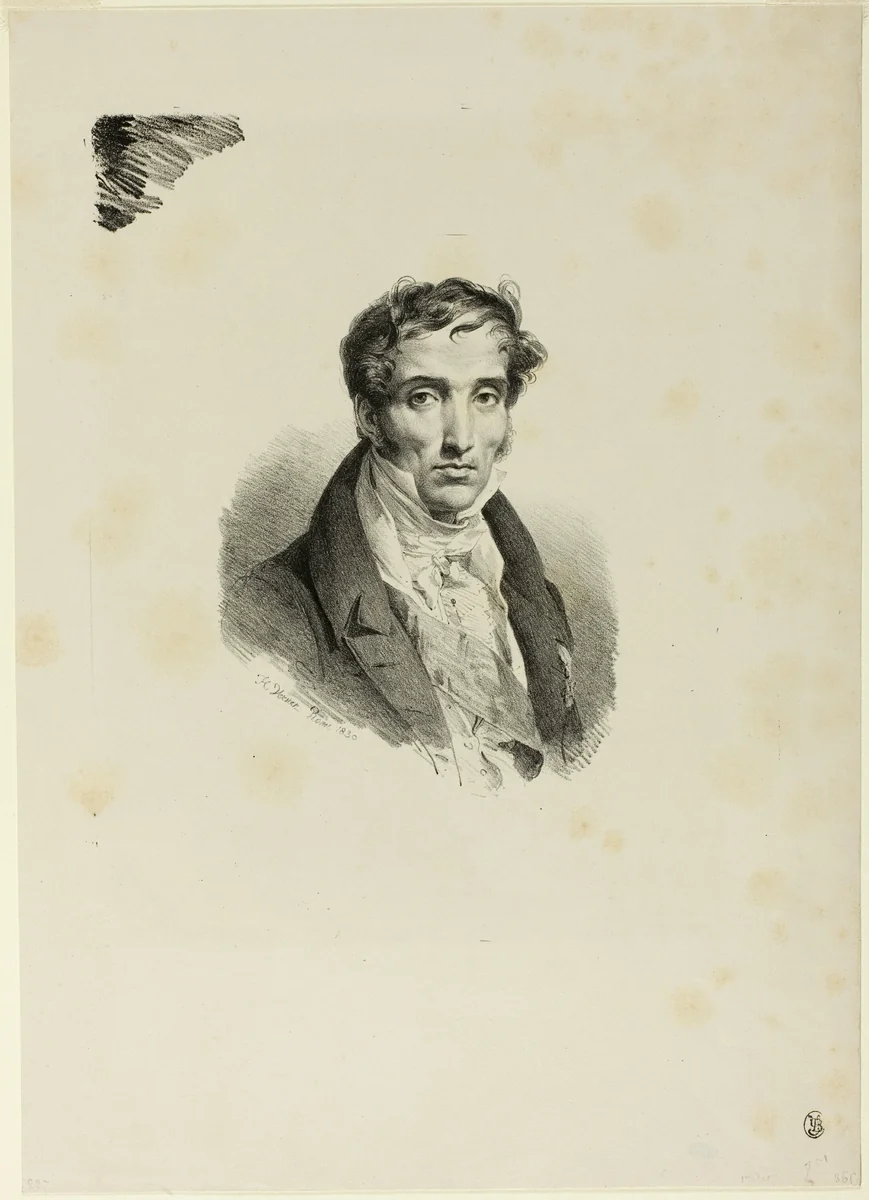Portrait of Pierre Guérin by Horace Vernet, print, 1830