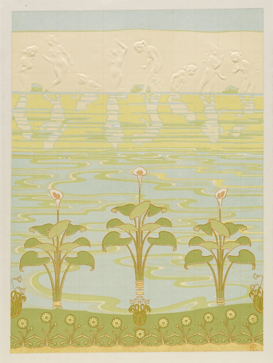 Decoration in Enameled Tiles for Bathroom by Félix Albert Anthyme Aubert, print, 1898