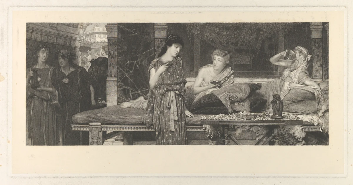 The First Course–The Dinner by Lawrence Alma-Tadema, print, 1881