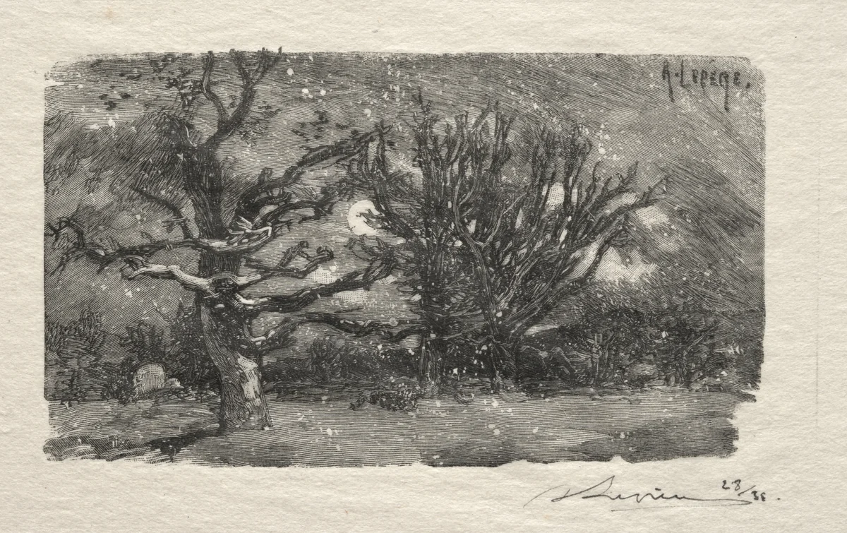 Au dormoir de Lantara by Auguste Louis Lepère, print, 1870-1918