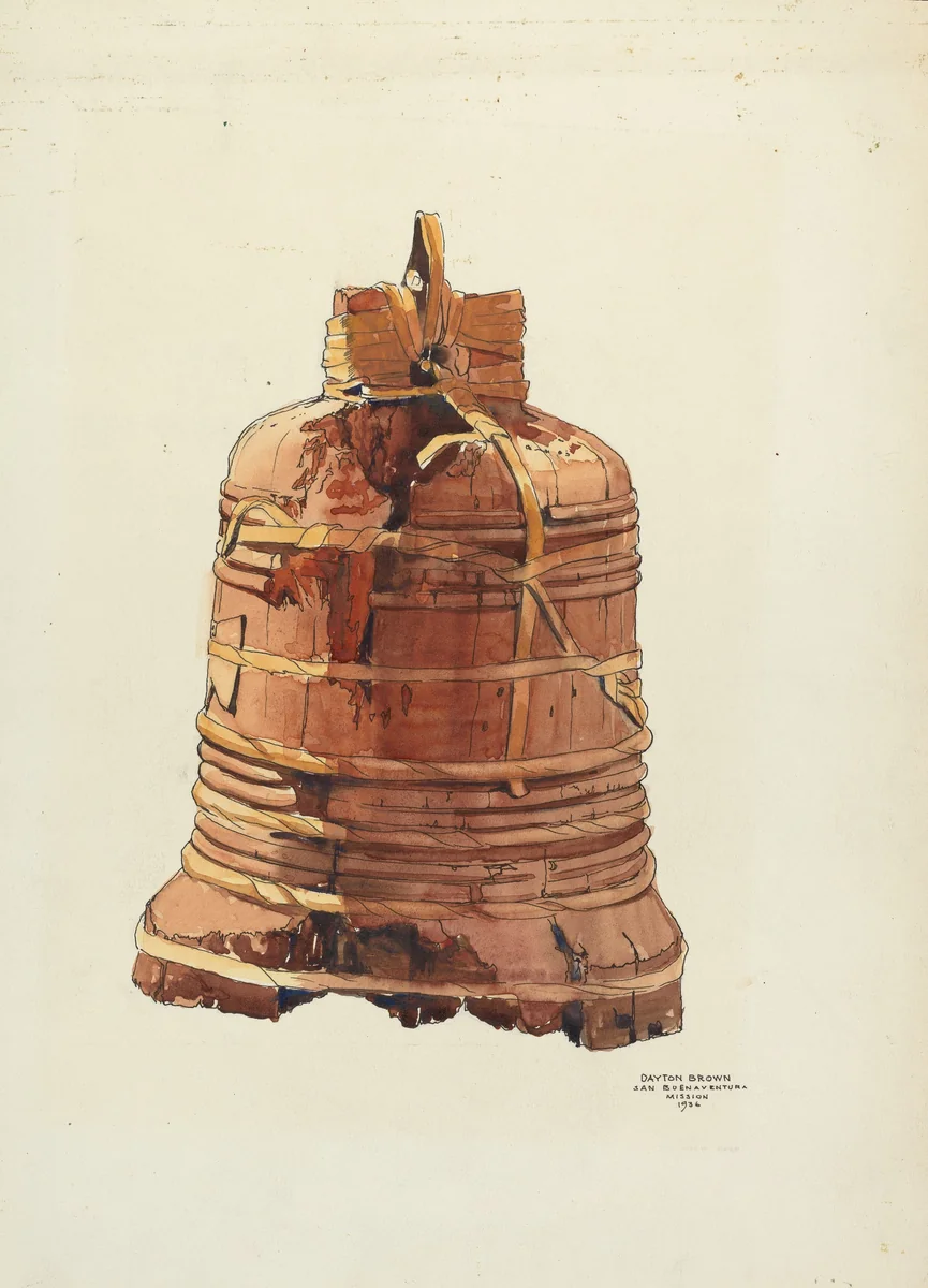 Wooden Bell by Dayton Brown, index of american design, 1936