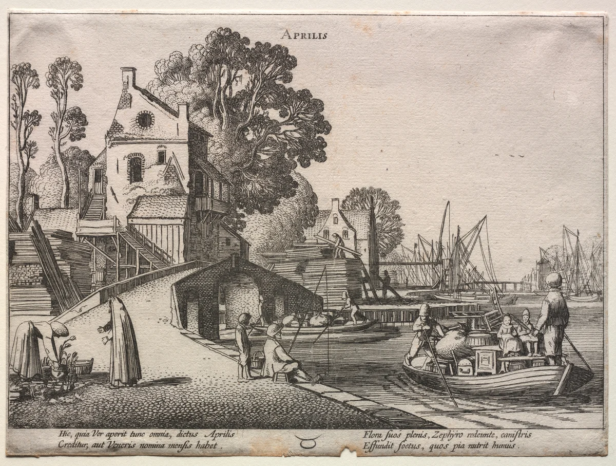 The Twelve Months: April by Jan van de Velde, print, 1608-1618
