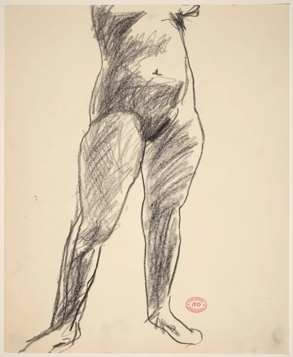 Untitled [torso and legs of a standing female nude] by Richard Diebenkorn, drawing, 1955-1967