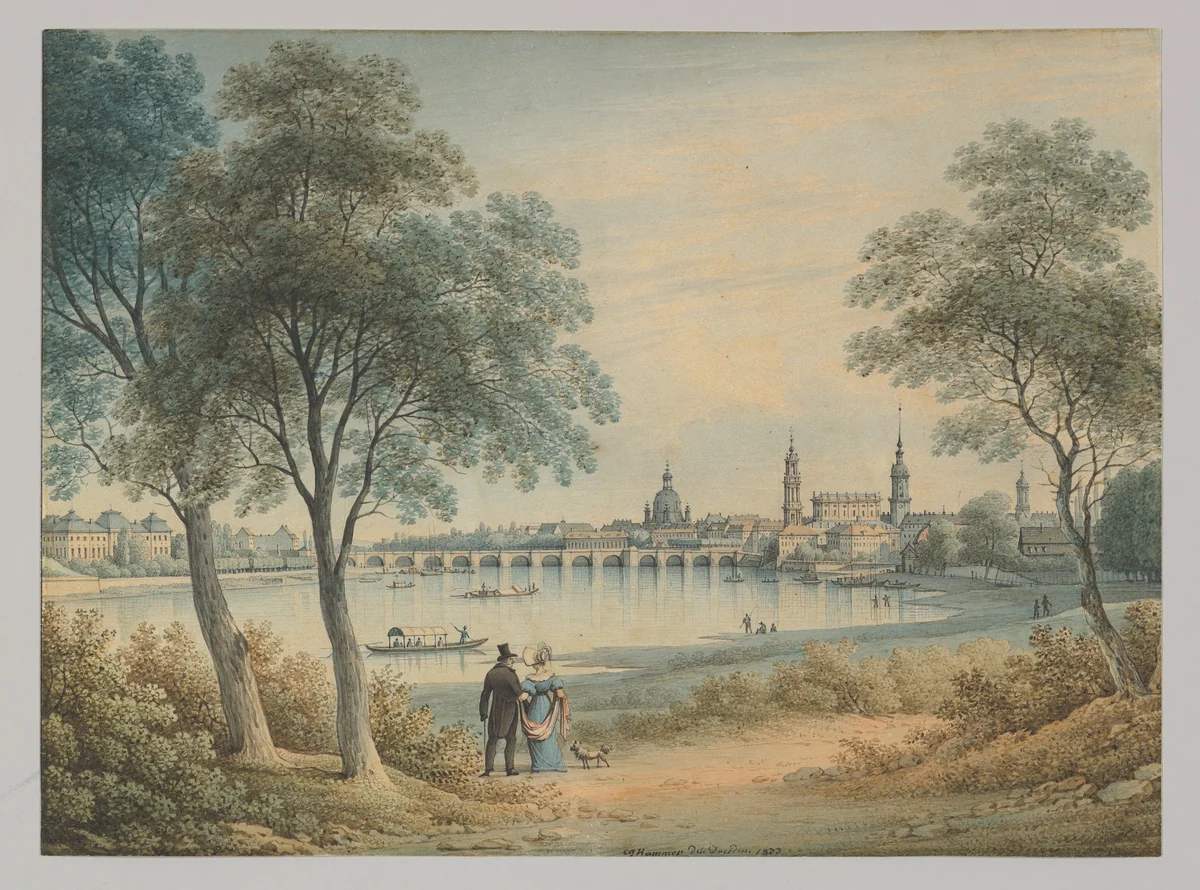 View of Dresden from the West by Christian Gottlob Hammer, drawing, 1833
