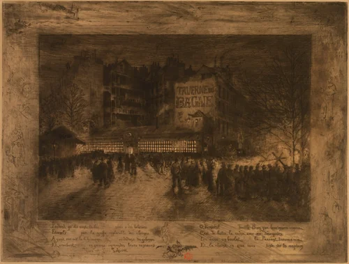 La Place des Martyrs et la Taverne du Bagne by Félix-Hilaire Buhot, print, 1885