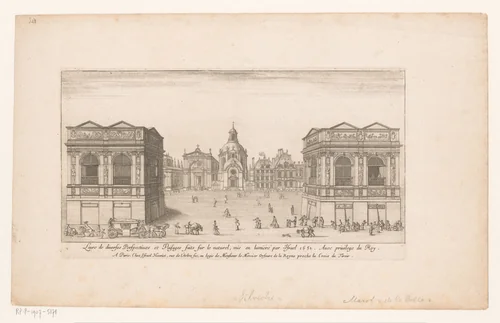 Stadsgezicht by Jean Marot, print, 1651-1661