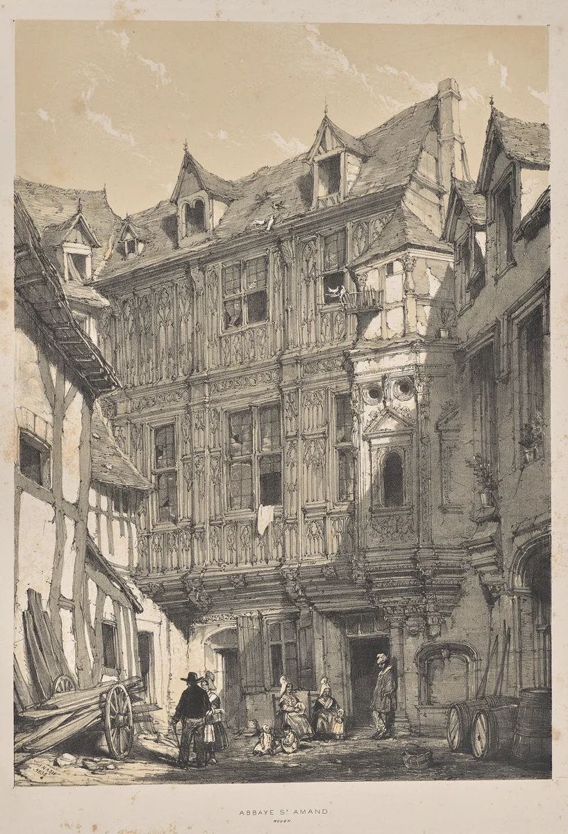 Architecture of the Middle Ages: Abbaye St. Amand, Rouen by Joseph Nash, print, 1838