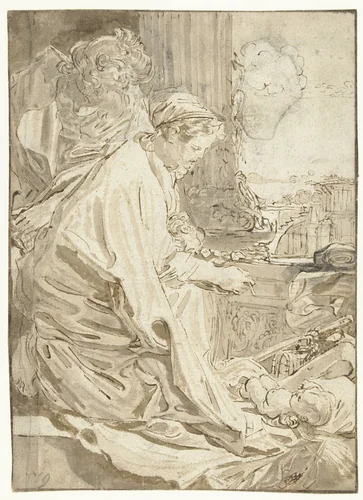 Heilige Familie by Willem Pietersz Buytewech, drawing, 1615-1616