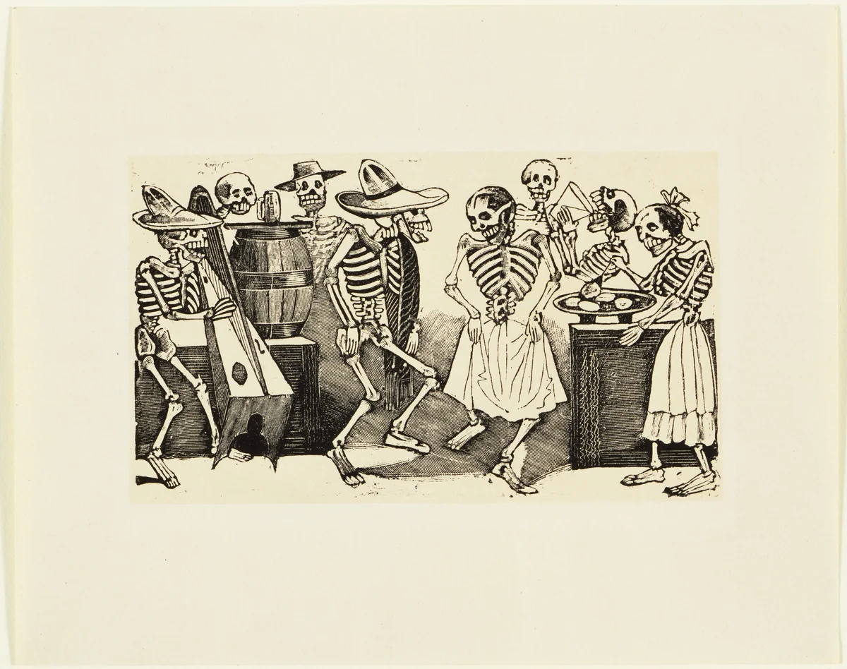 A Jig Beyond the Grave (El Jarabe en Ultratumba) by José Guadalupe Posada, print, 1888