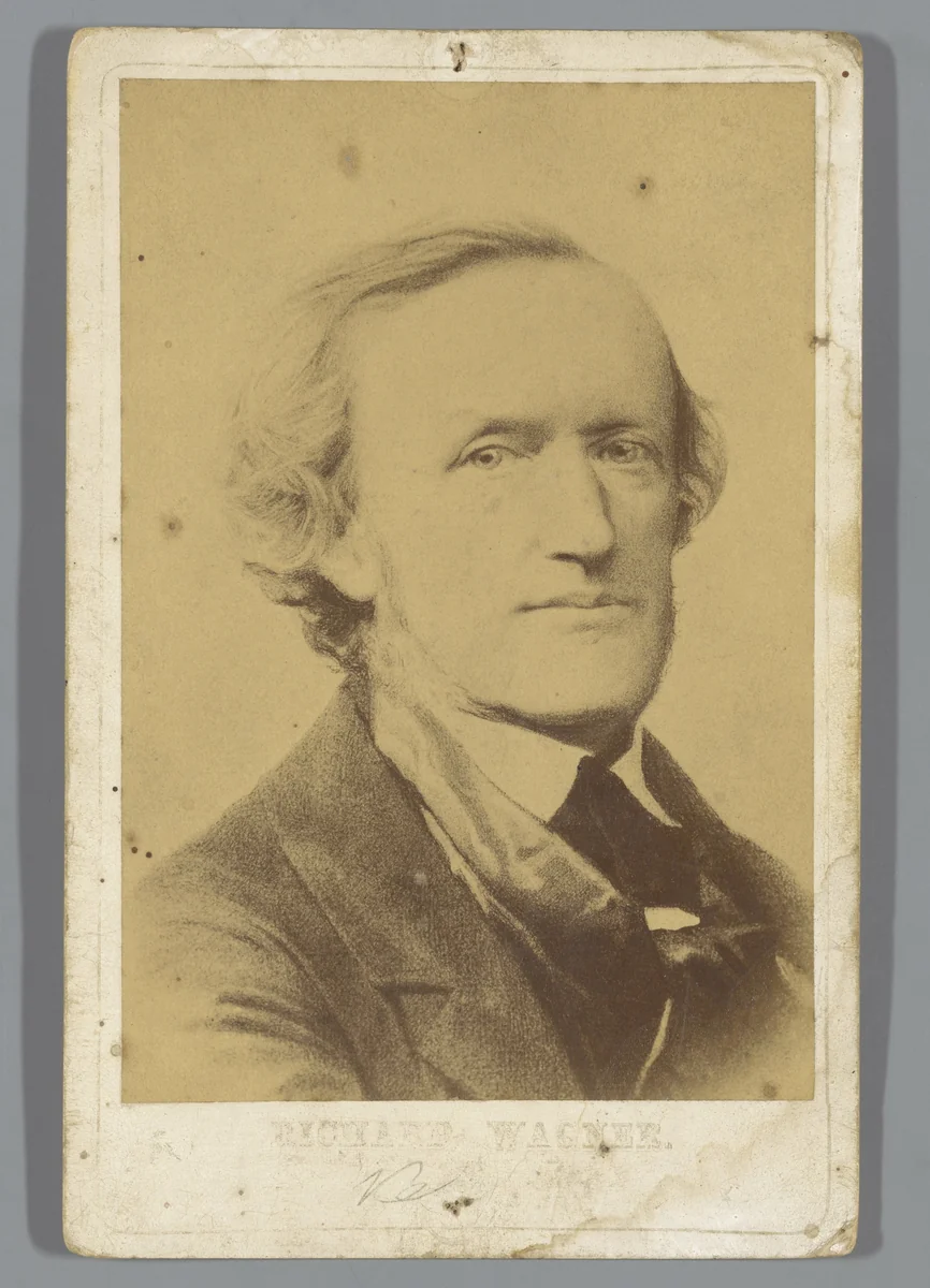 Fotoreproductie van een lithografisch portret van Richard Wagner by anonymous, photograph, 1870-1890