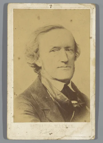 Fotoreproductie van een lithografisch portret van Richard Wagner by anonymous, photograph, 1870-1890