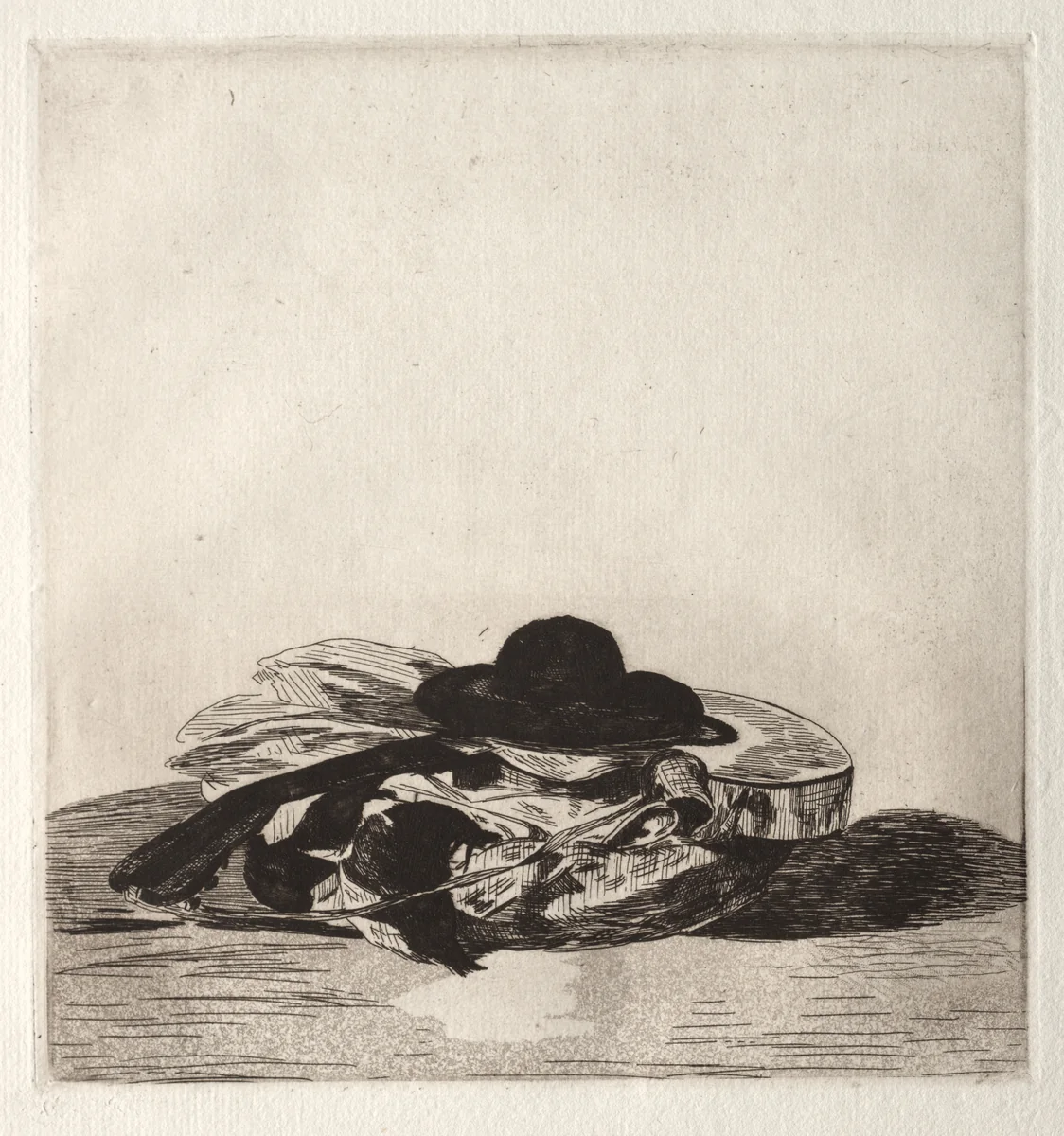 Fronttispiece for an Edition of Etchings: Hat and Guitar by Edouard Manet, print, 1862
