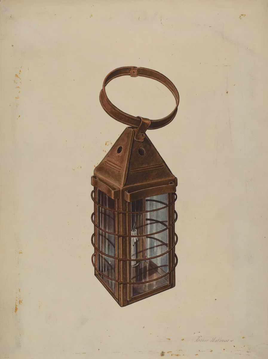 Lantern by Arthur Mathews, index of american design, 1938