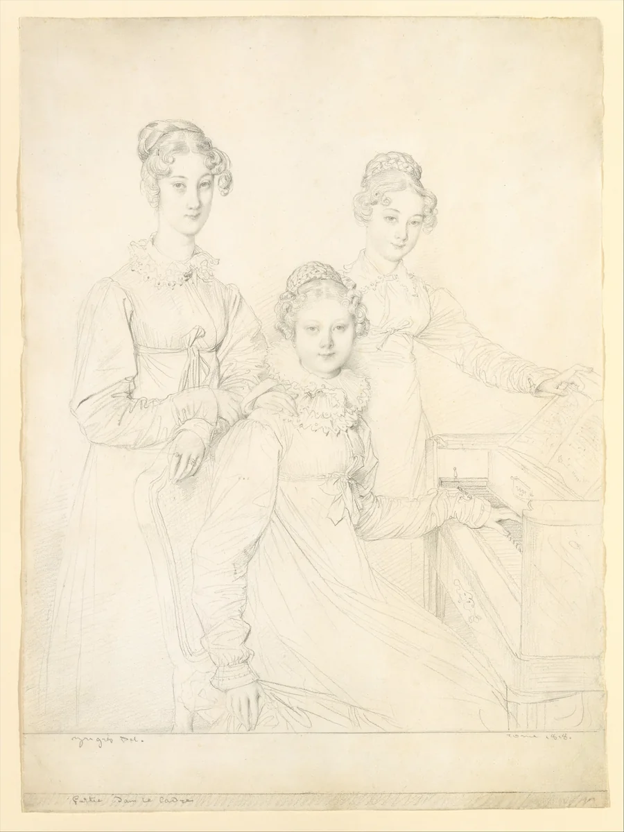 The Kaunitz Sisters (Leopoldine, Caroline, and Ferdinandine) by Jean-Auguste-Dominique Ingres, drawing, 1818