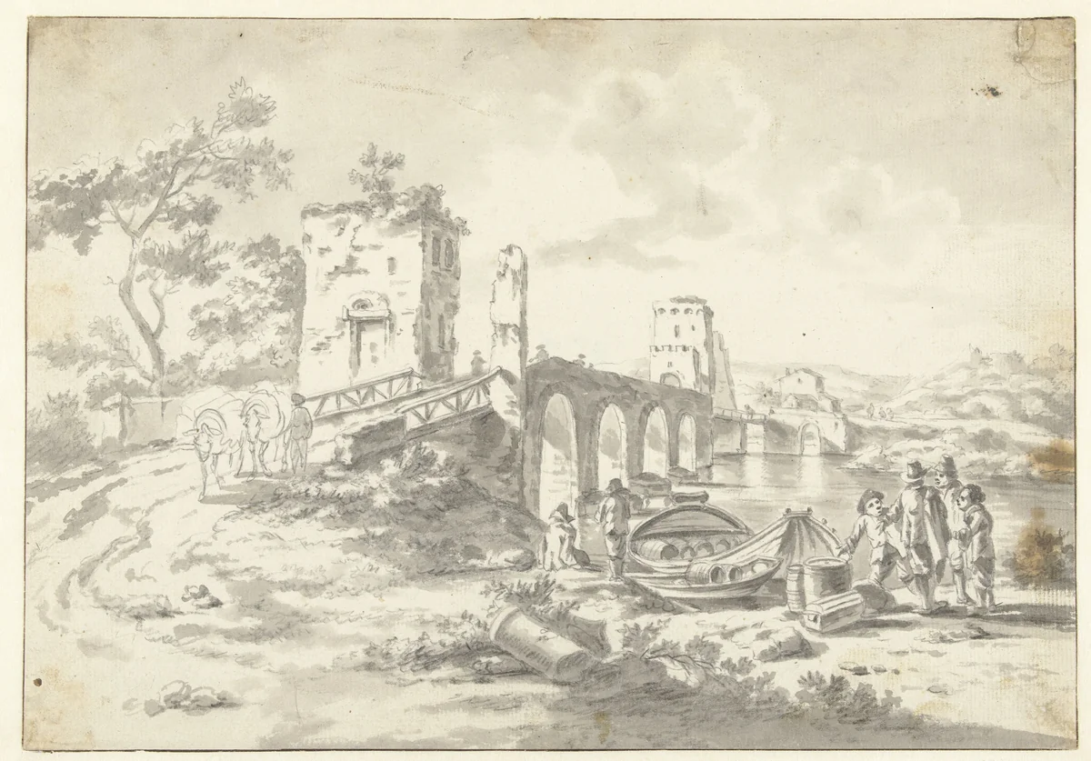 Ponte Molle by Jan Both, drawing, 1628-1652