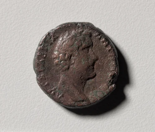 As: Head of Antoninus Pius, Laureate (obverse) by Unknown, metalwork, 138-161
