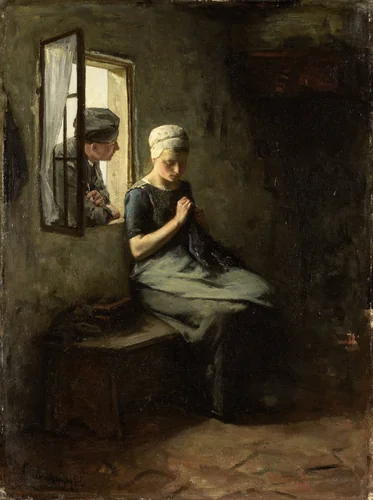 'Vissersvrijage' by Albert Neuhuys, painting, 1880