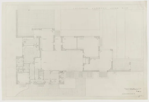Hermann Lange House, Krefeld, Germany, Plan by Ludwig Mies van der Rohe, mies van der rohe archive, 1927