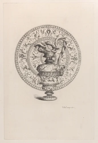 Ewer and Basin by Jules Ferdinand Jacquemart, print, 1862