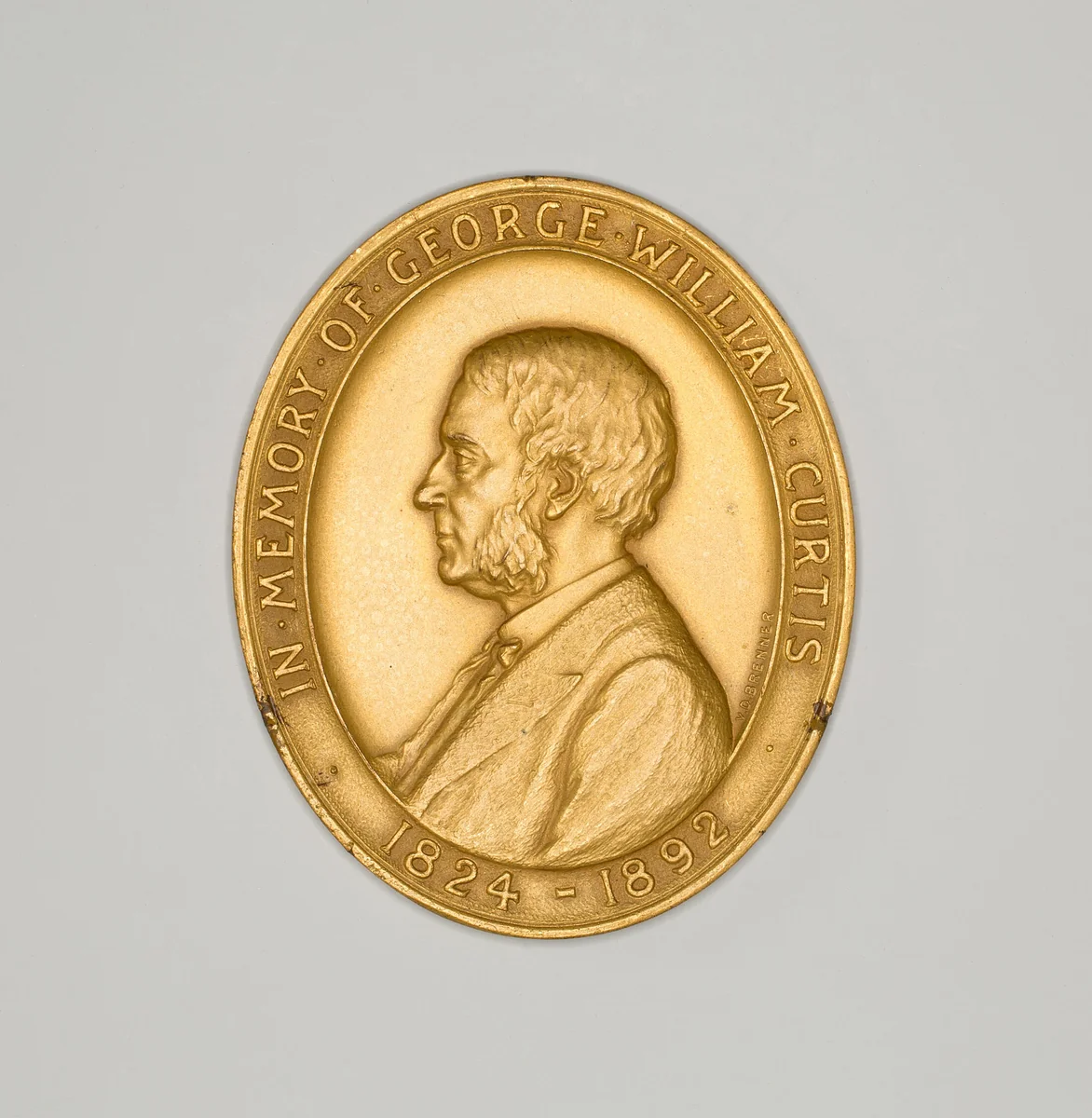 Medal Depicting George William Curtis by Victor David Brenner, metalwork, 1892-1908