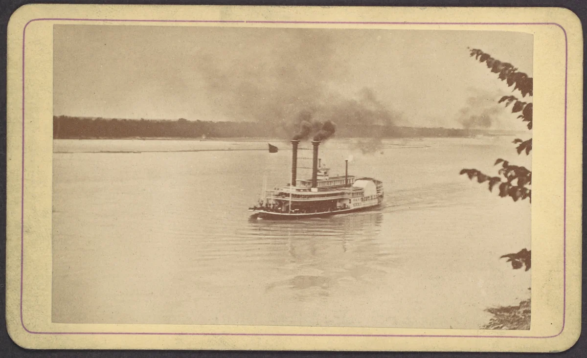 Steamer R.E. Lee Racing with Natches When Nearing St. Louis by Robert Benecke, photograph, 1868-1872