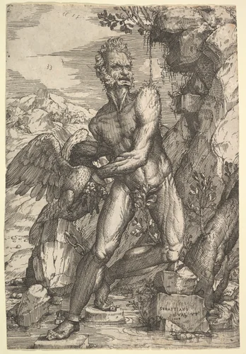 Prometheus by Sebastiano de' Valentinis, print, 1558