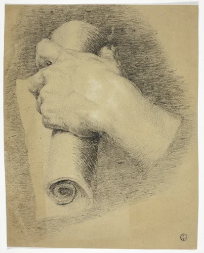 Hand Holding Roll of Papers by Charles Lucy, drawing, 1834-1873