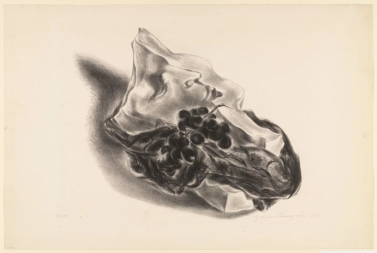 Grapes and Sculpture Mold by Yasuo Kuniyoshi, print, 1933