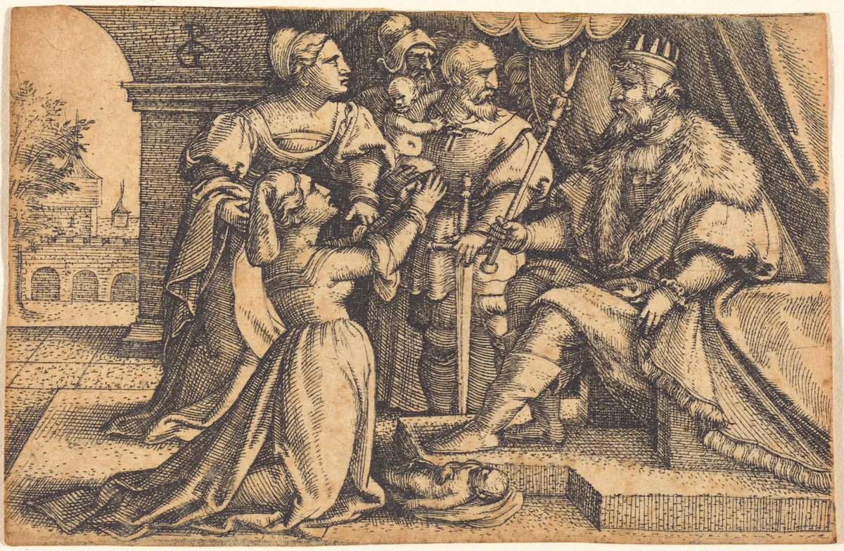 The Judgment of Solomon by Georg Pencz, print, 1500-1550