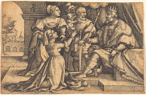 The Judgment of Solomon by Georg Pencz, print, 1500-1550