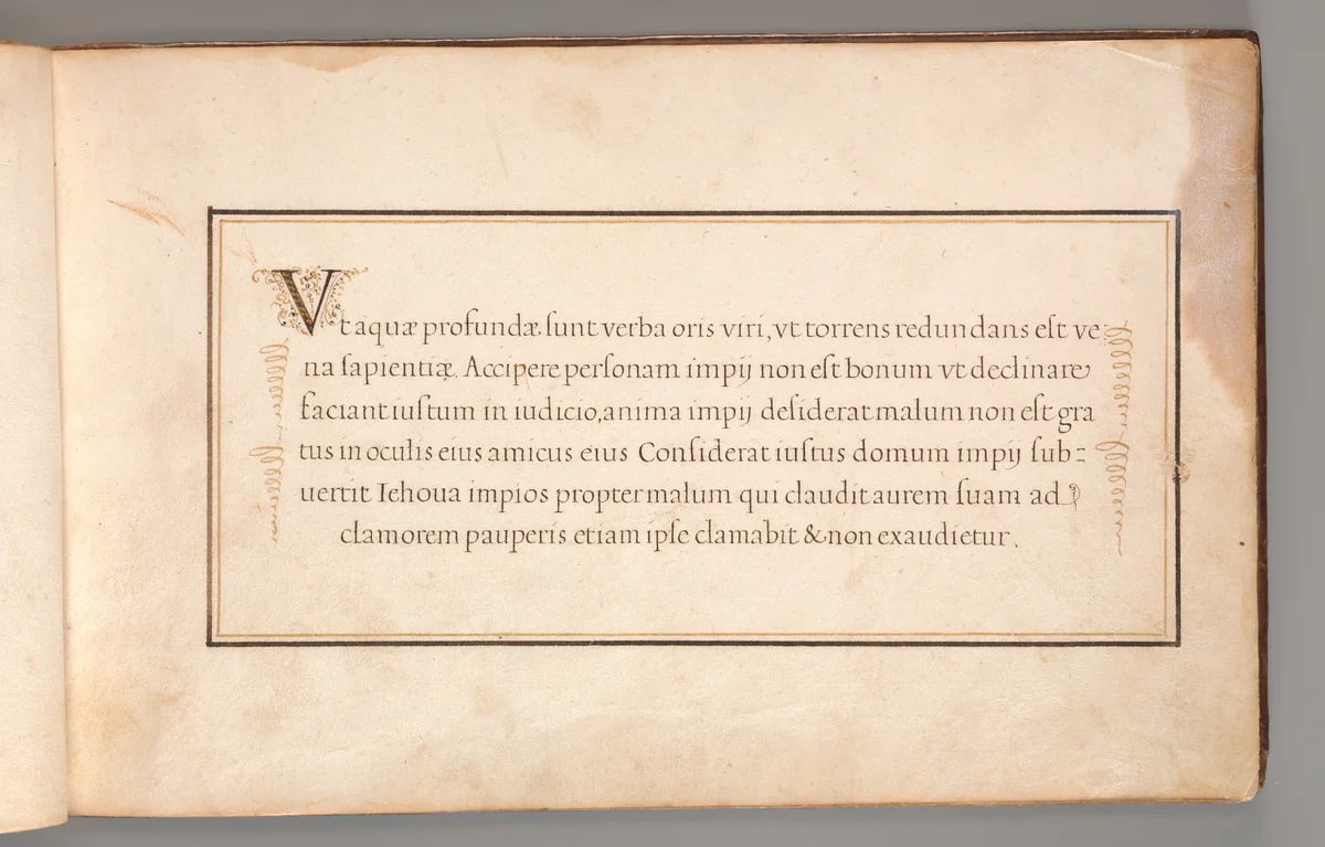 Calligraphic Exercise in Latin by anonymous, book, 1600-1625