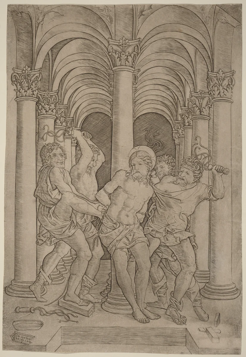 Flagellation by Giovanni Antonio da Brescia, print, 1509