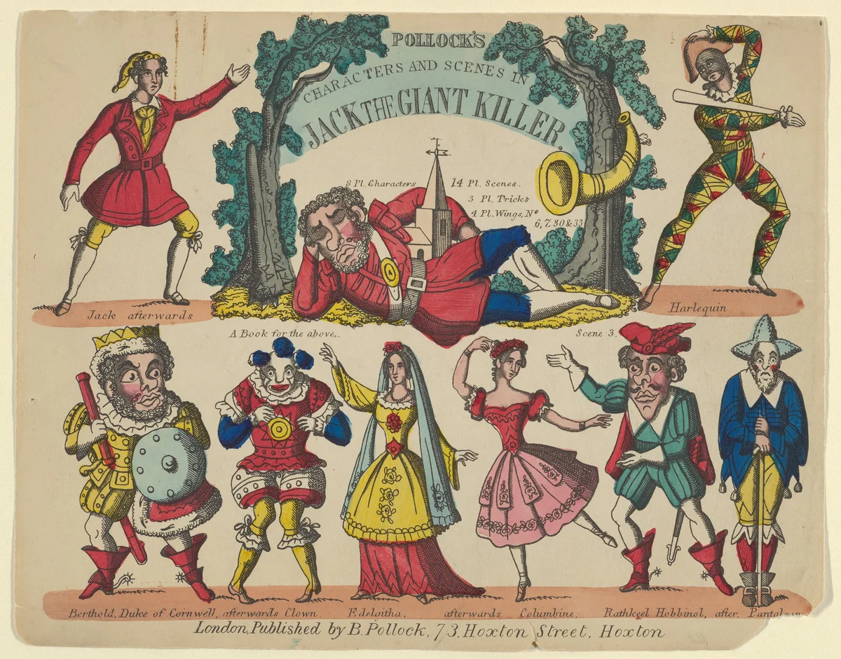 Characters and Scenes, from Jack and the Giant Killer, Plate 1 for a Toy Theater by Benjamin Pollock, print, 1870-1890
