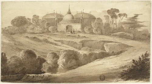 Fantastic Oriental Landscape by John Martin or William James Muller, drawing, 1809-1854
