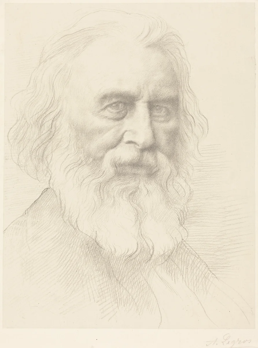 H.W. Longfellow, 2nd plate by Alphonse Legros, print, 1837-1911