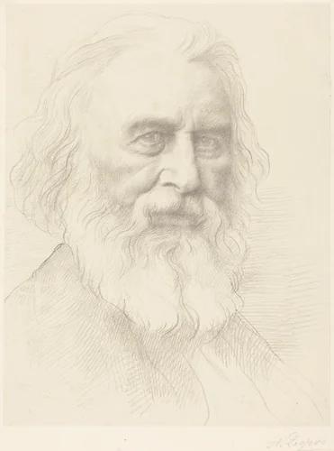 H.W. Longfellow, 2nd plate by Alphonse Legros, print, 1837-1911