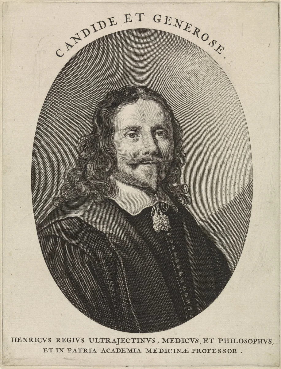 Portret van Henricus Regius by Theodor Matham, print, 1661-1676