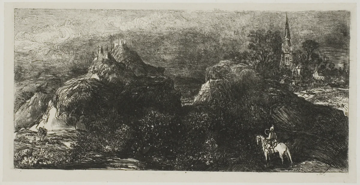The Knight's Return by Rodolphe Bresdin, print, 1871
