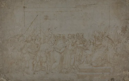 Saint Peter Brought before Nero by Ercole Setti, drawing, 1550-1617