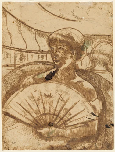 In the Opera Box [verso] by Mary Cassatt, drawing, 1880