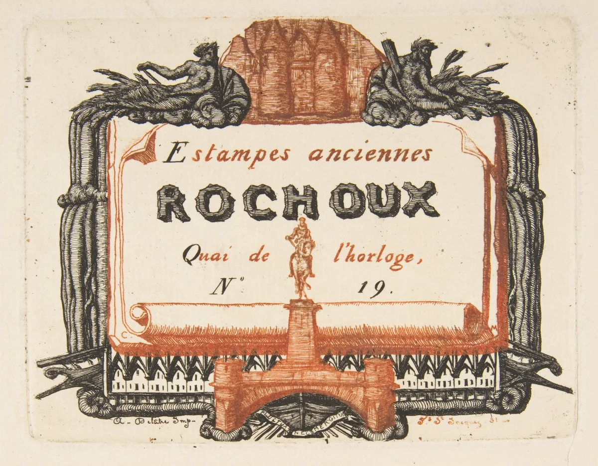 Address-card of the printseller, Rochoux by Charles Meryon, print, 1855
