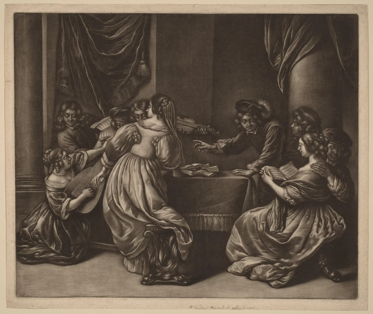 Concert with Nine Persons by Wallerant Vaillant, print, 1623-1677
